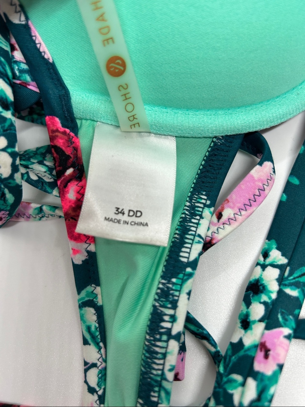 Shade Shore Floral Bikini Top SIZE 34DD - Picture 9 of 10